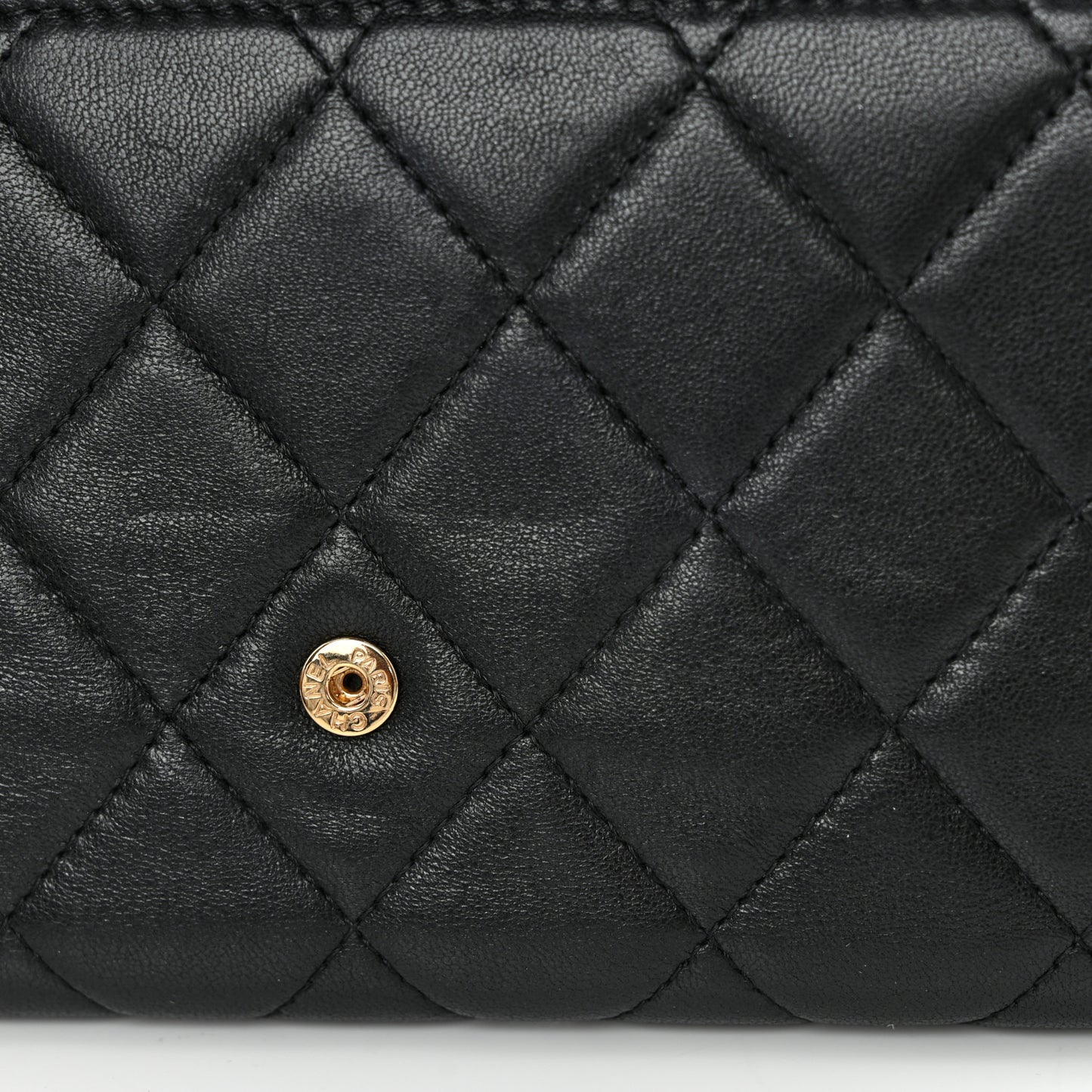 Lambskin Quilted Large Flap Wallet Black