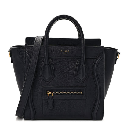 Celine Drummed Calfskin Nano Luggage Navy Blue 1 of 9