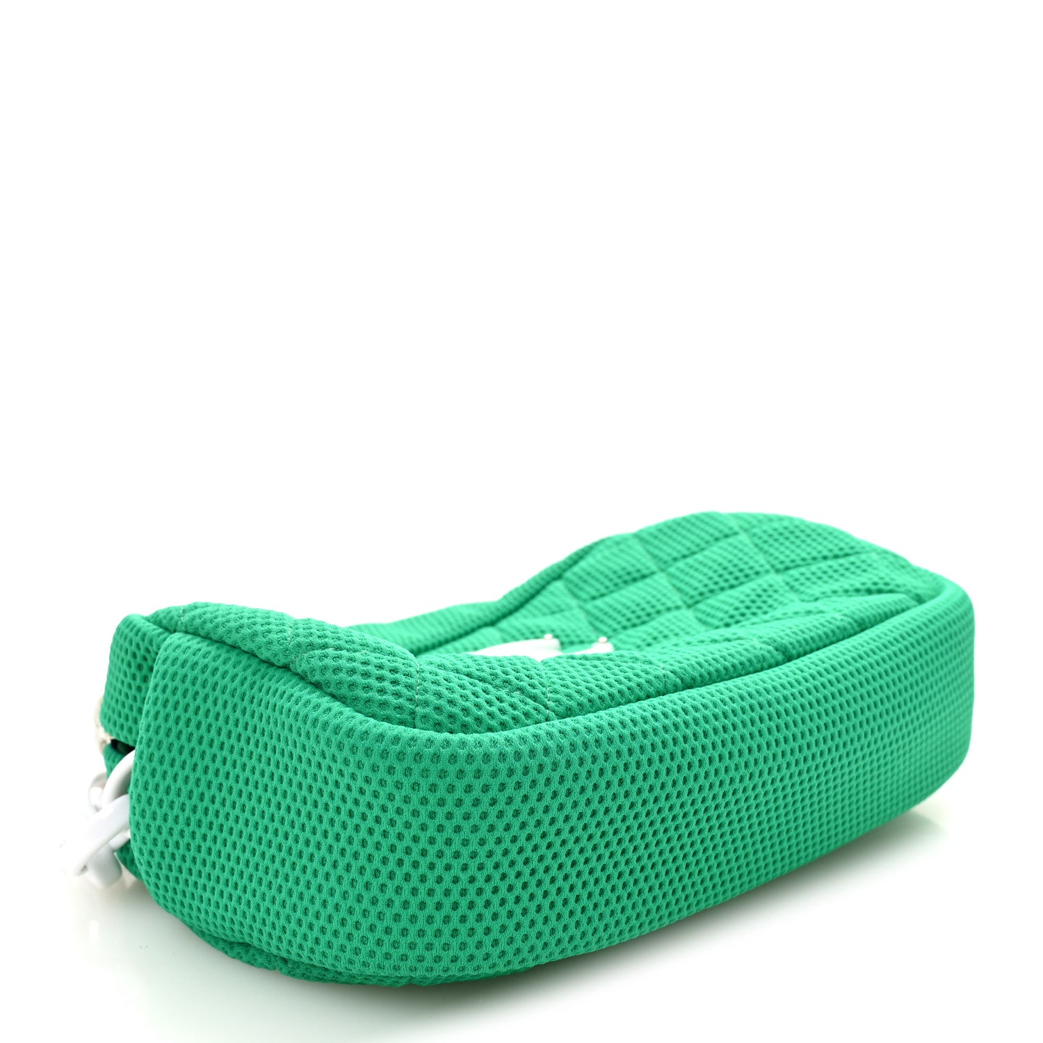 Chanel Mesh Fabric Quilted Camera Bag Green White 4 of 11