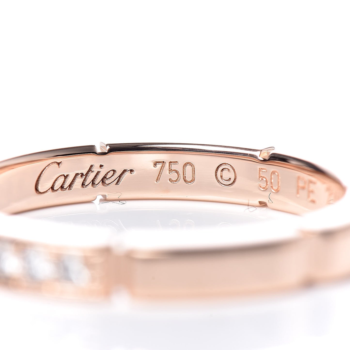 18K Pink Gold Diamond Maillon Panthere Wedding Band Ring 50 5.25