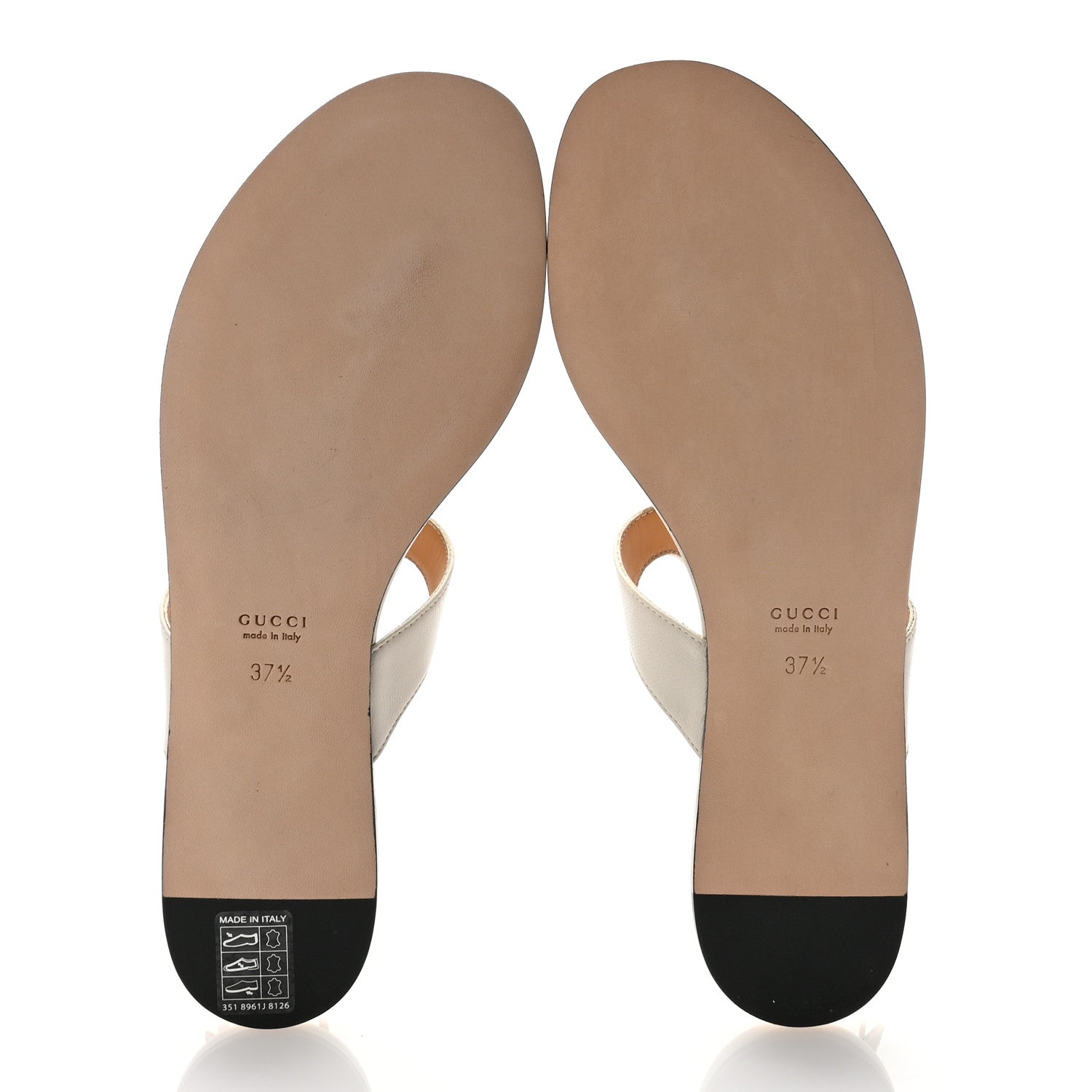 Gucci Nappa Charlotte Double G Thong Flat Sandals 37.5 White 5 of 7