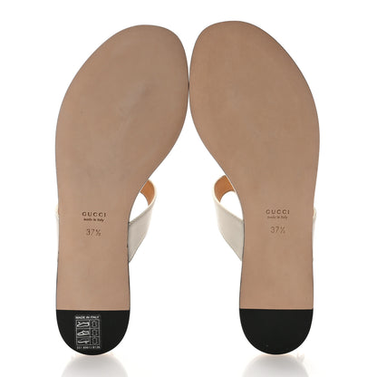 Gucci Nappa Charlotte Double G Thong Flat Sandals 37.5 White 5 of 7
