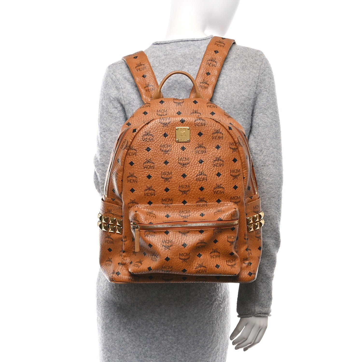 MCM Visetos Medium Side Studs Stark Backpack Cognac 2 of 9