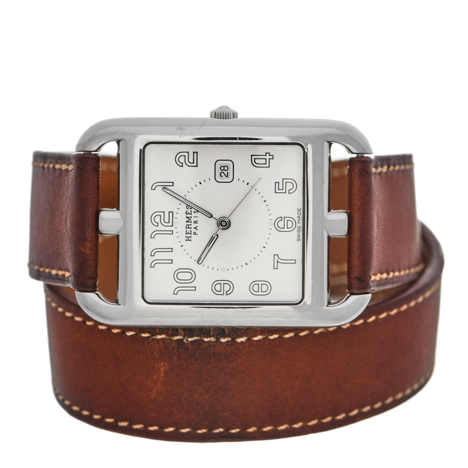Hermes Stainless Steel Barenia 29mm Cape Cod Double Tour Quartz Watch Fauve 2 of 9