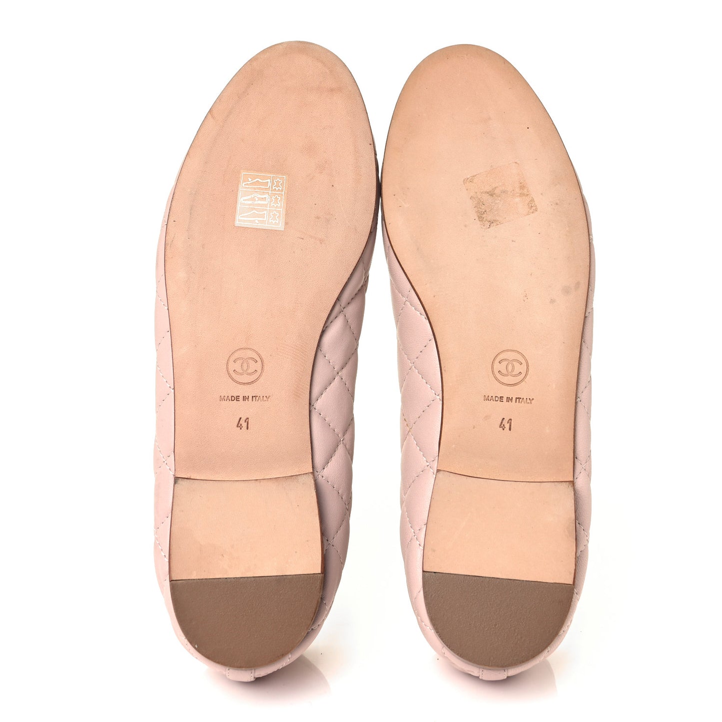 Lambskin Quilted Cap Toe Ballerina Flats 41 Light Pink