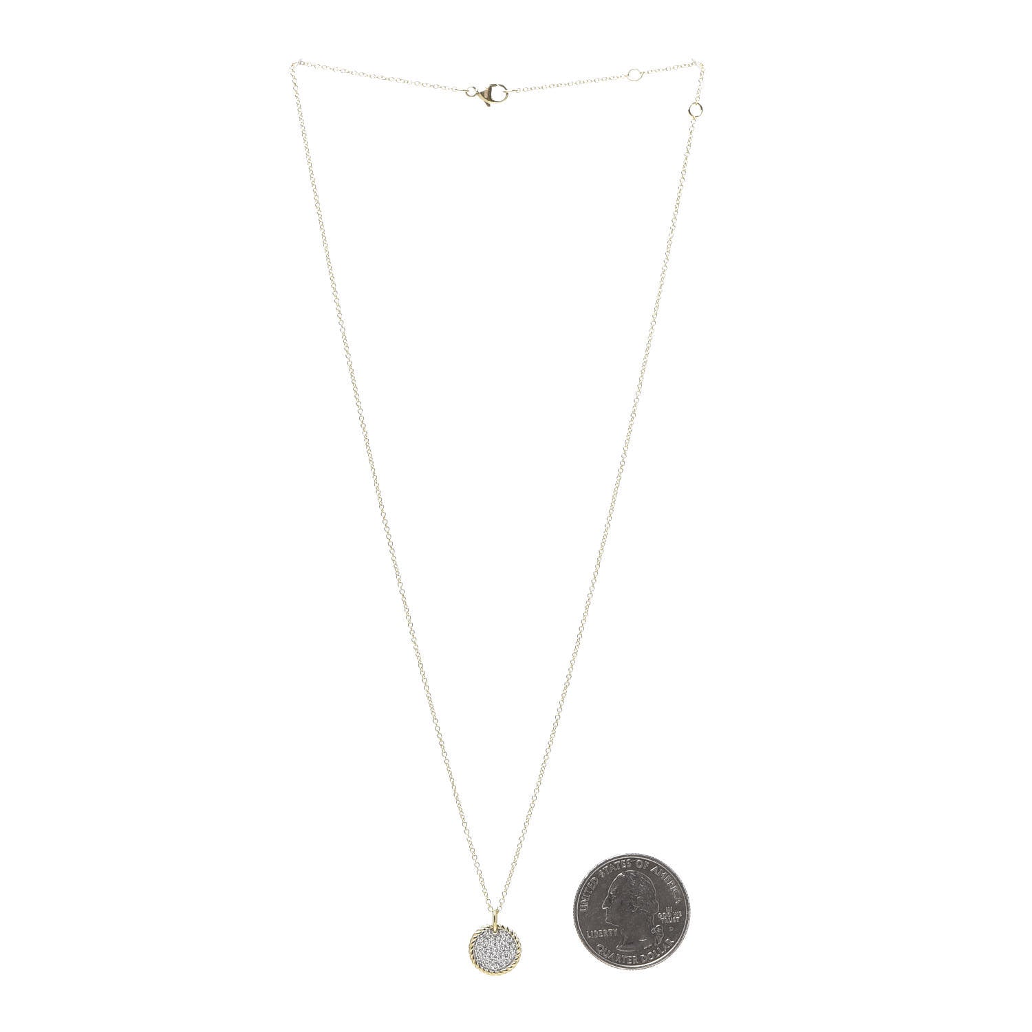 David Yurman 18K Yellow Gold Diamond Cable Collectibles Pave Charm Pendant Necklace 3 of 6