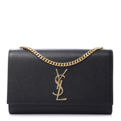 Saint Laurent Grain De Poudre Medium Classic Monogram Kate Satchel Black 1 of 10