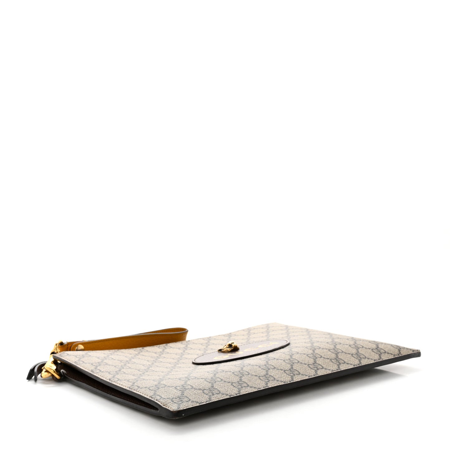 GG Supreme Monogram Neo Vintage Zip Wristlet Pouch Beige New Acero Crop