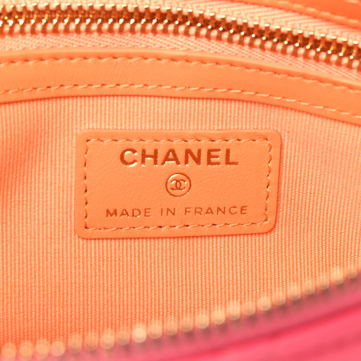 Lambskin Quilted Sunset Boulevard Pouch Case Coral Orange