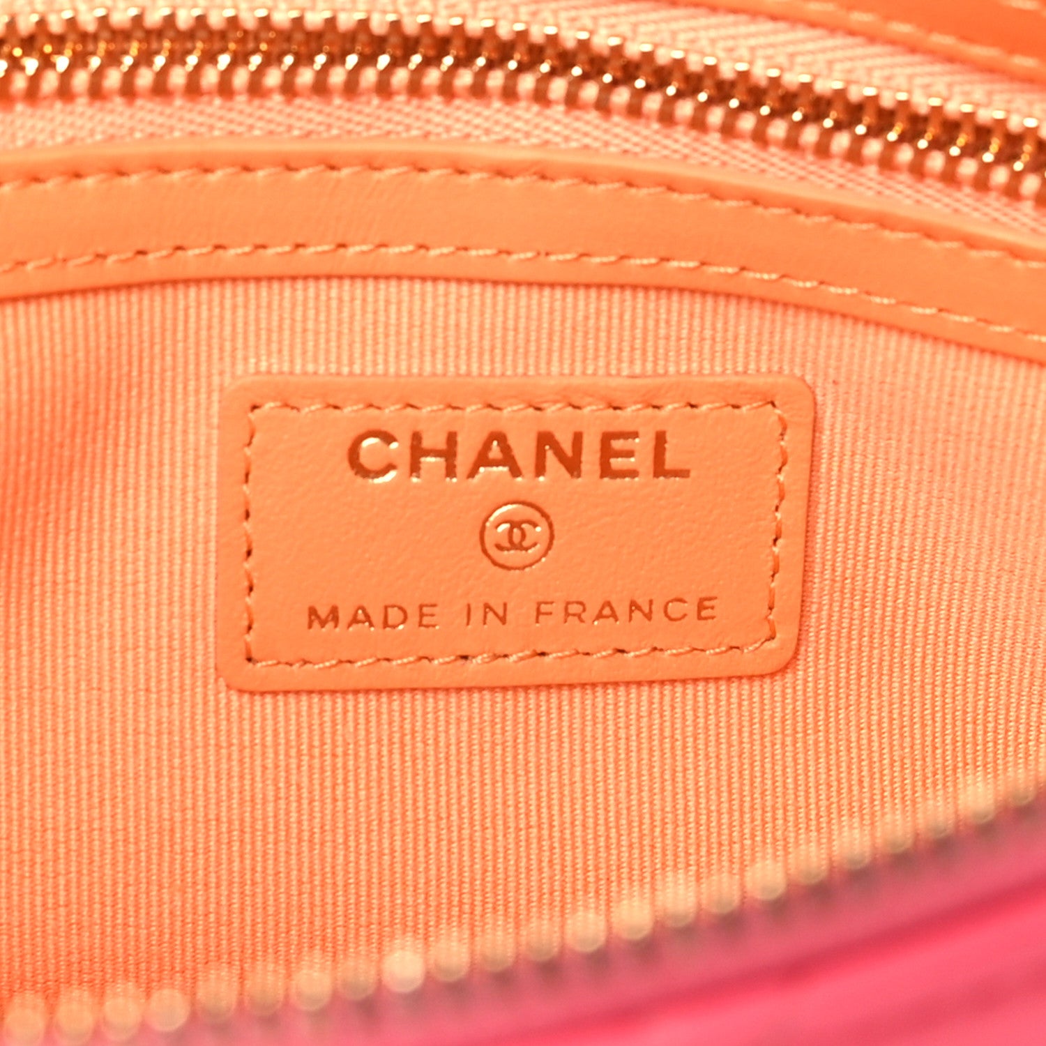 Chanel Lambskin Quilted Sunset Boulevard Pouch Case Coral Orange 7 of 10