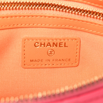 Chanel Lambskin Quilted Sunset Boulevard Pouch Case Coral Orange 7 of 10