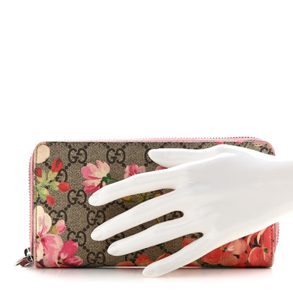 Gucci GG Supreme Monogram Blooms Zip Around Wallet Beige Multicolor Dry Rose 2 of 8