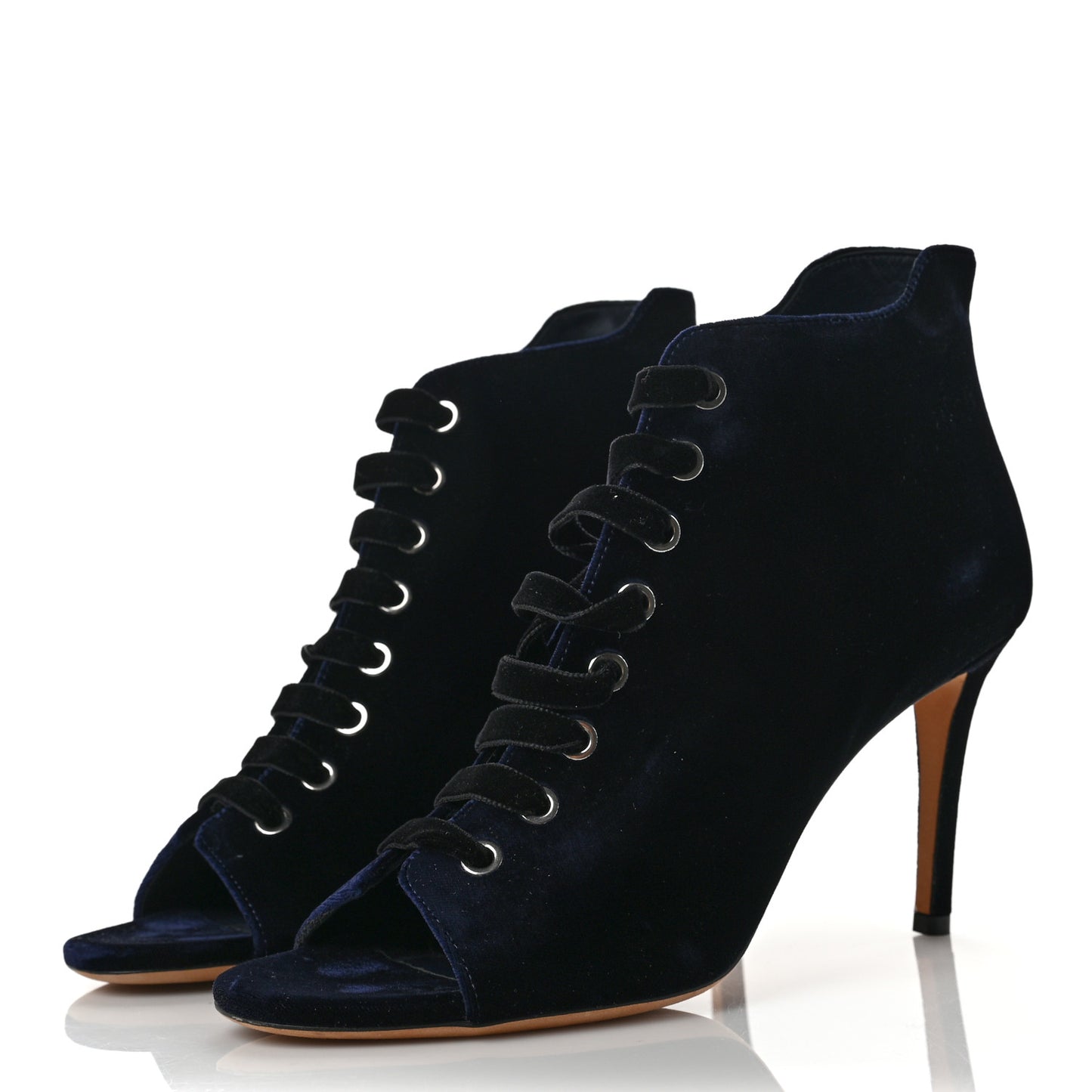 Velvet Lace Up Mavy Booties 39 Navy