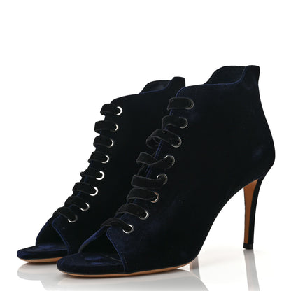 Jimmy Choo Velvet Lace Up Mavy Booties 39 Navy 3 of 7