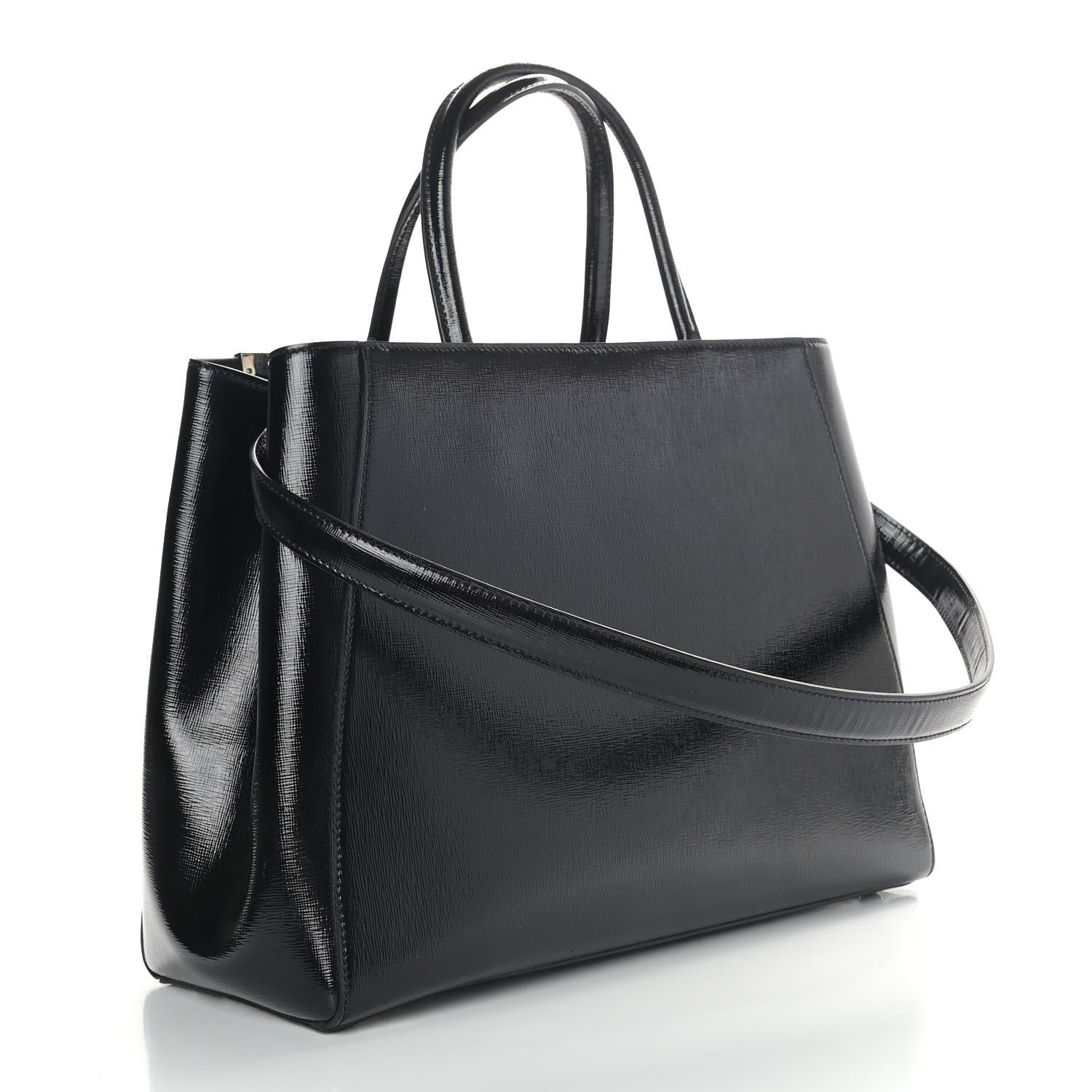 Fendi Patent Vitello Elite Regular 2Jours Tote Black 3 of 9
