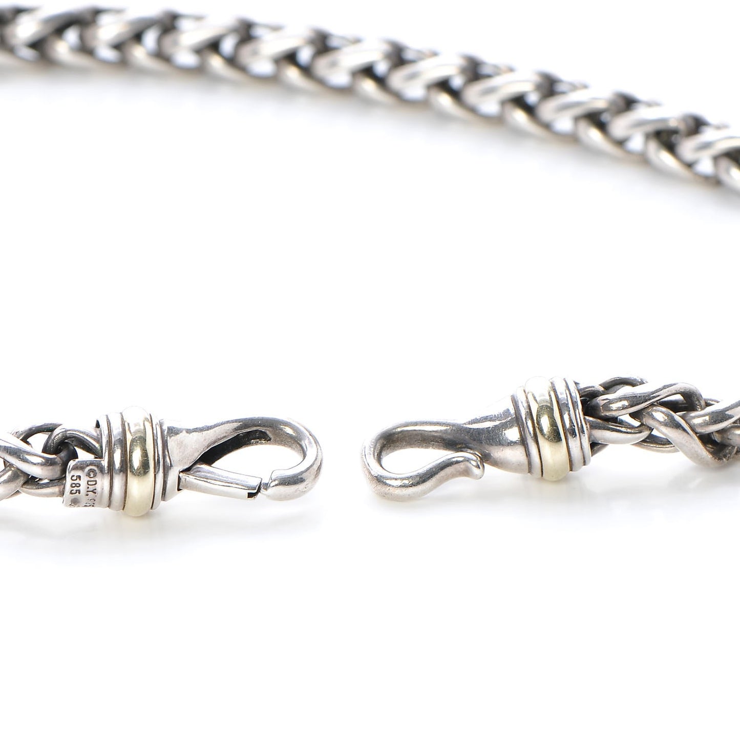 Sterling Silver 14K Yellow Gold 8mm Wheat Chain Necklace