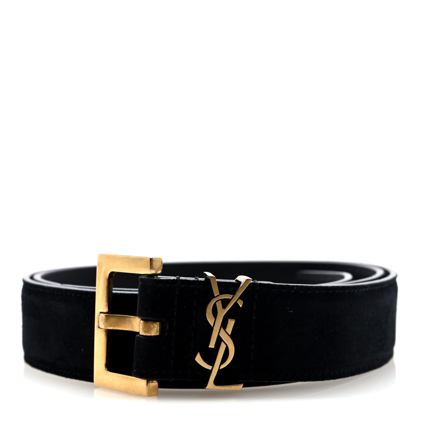 Suede Calfskin Monogram Square Buckle Belt 85 34 Black