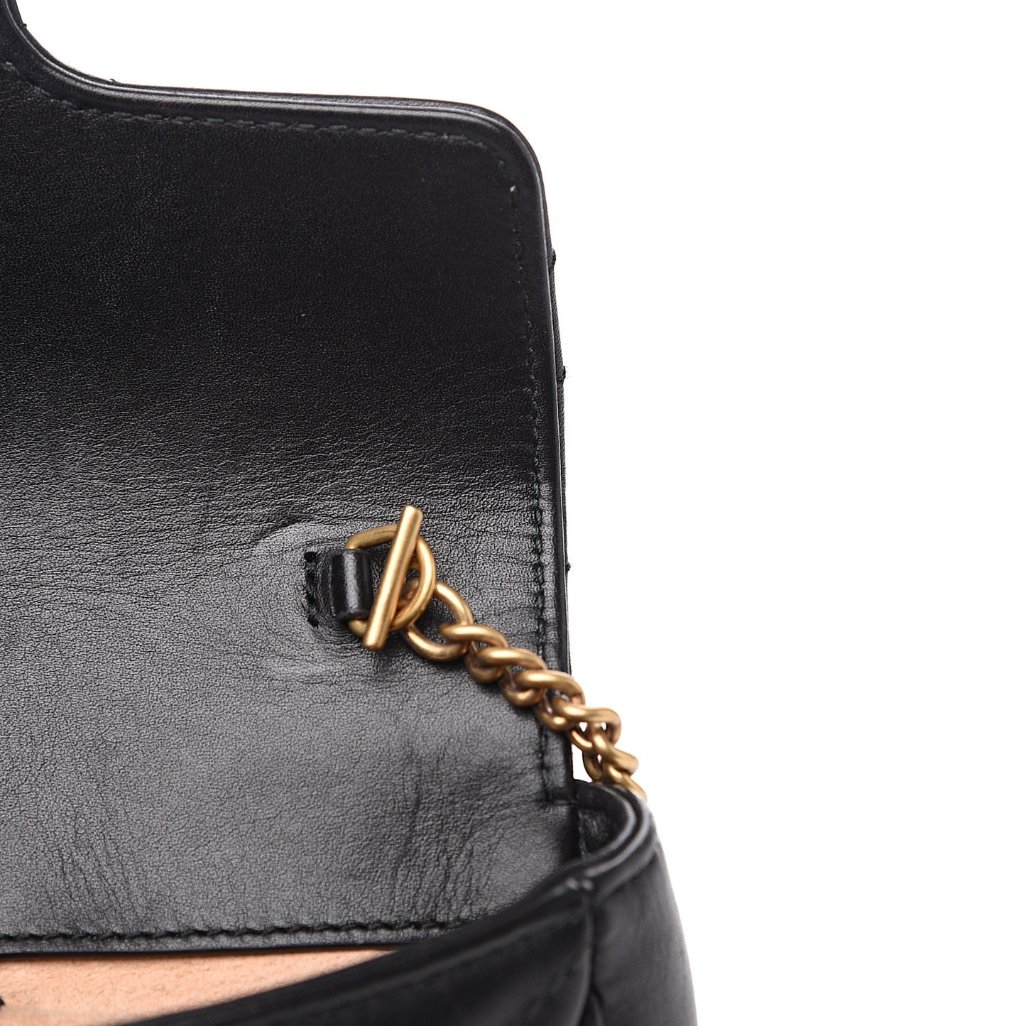Calfskin Matelasse Super Mini GG Marmont Shoulder Bag Black
