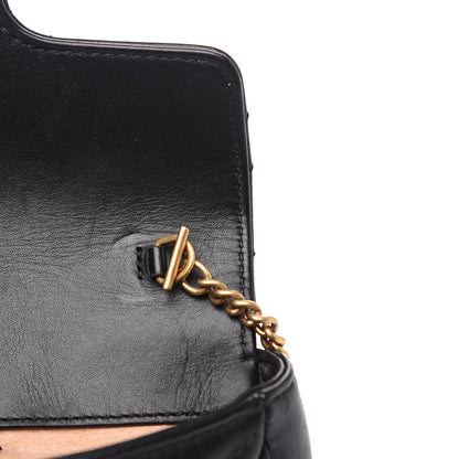 Gucci Calfskin Matelasse Super Mini GG Marmont Shoulder Bag Black 13 of 14