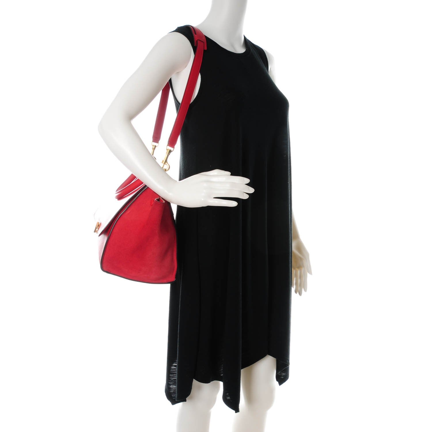 Celine Drummed Calfskin Suede Medium Trapeze Coquelicot 2 of 8