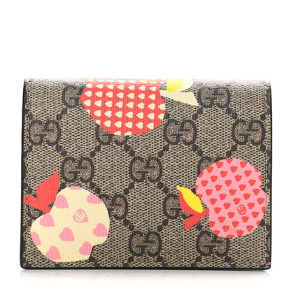 Gucci GG Supreme Monogram Les Pommes Card Case Wallet Beige Multicolor Mystic White 1 of 9