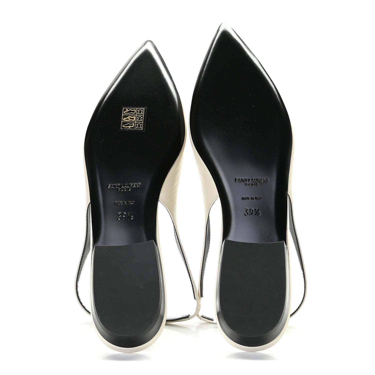 Saint Laurent Patent Smooth Lambskin Anais Slingback Flats 39.5 Navy Pearl 6 of 11