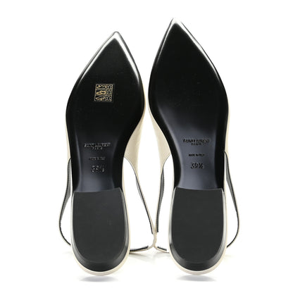 Saint Laurent Patent Smooth Lambskin Anais Slingback Flats 39.5 Navy Pearl 6 of 11