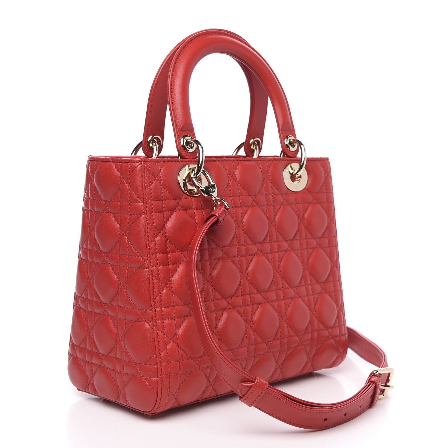 Christian Dior Lambskin Cannage Medium Lady Dior Red 3 of 10
