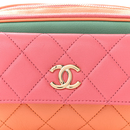 Chanel Goatskin Quilted Tri-Color In & Out Waist Bag Orange Green Pink 8 of 10