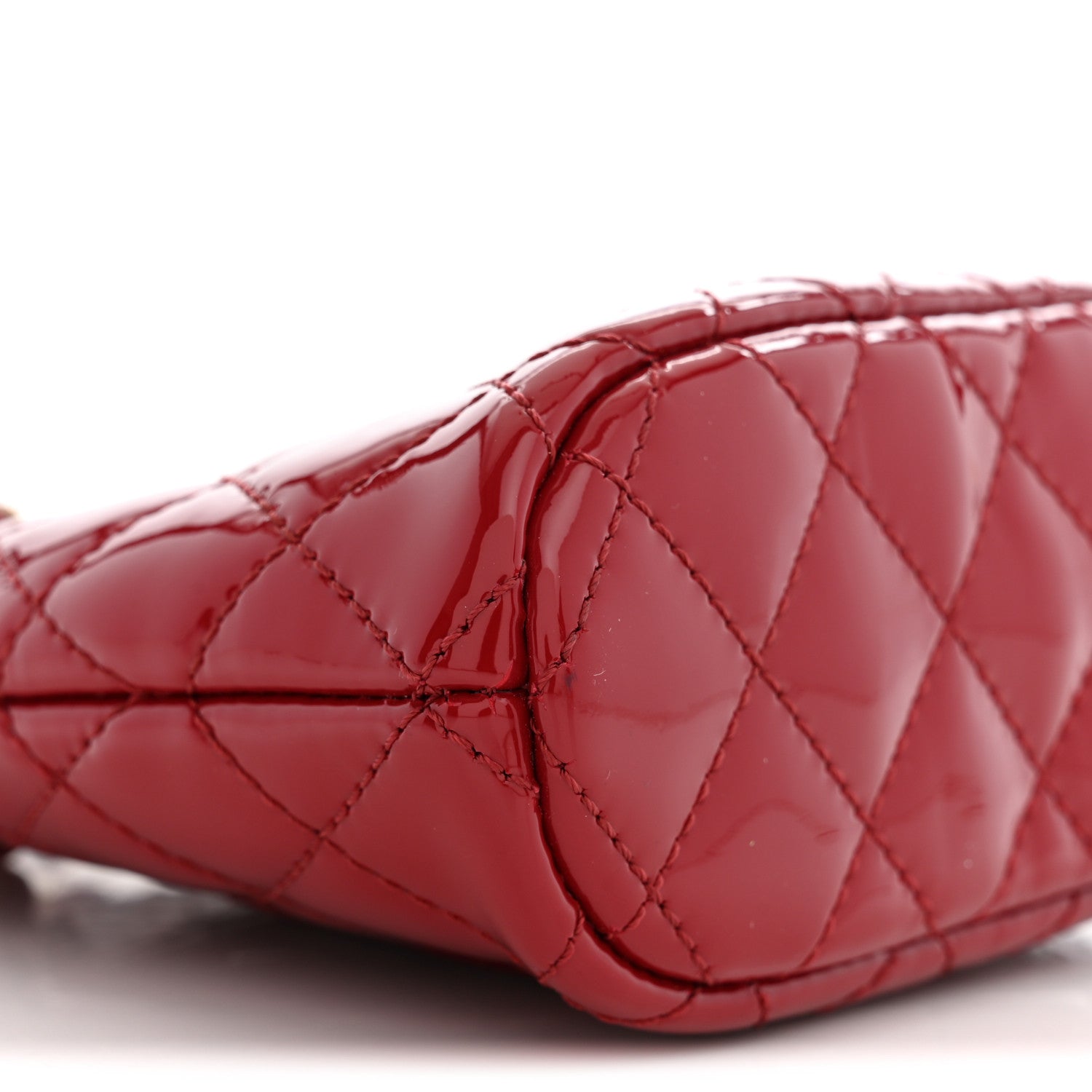Chanel Patent Calfskin Quilted Shiny Coco Clutch With Chain Red 8 of 10