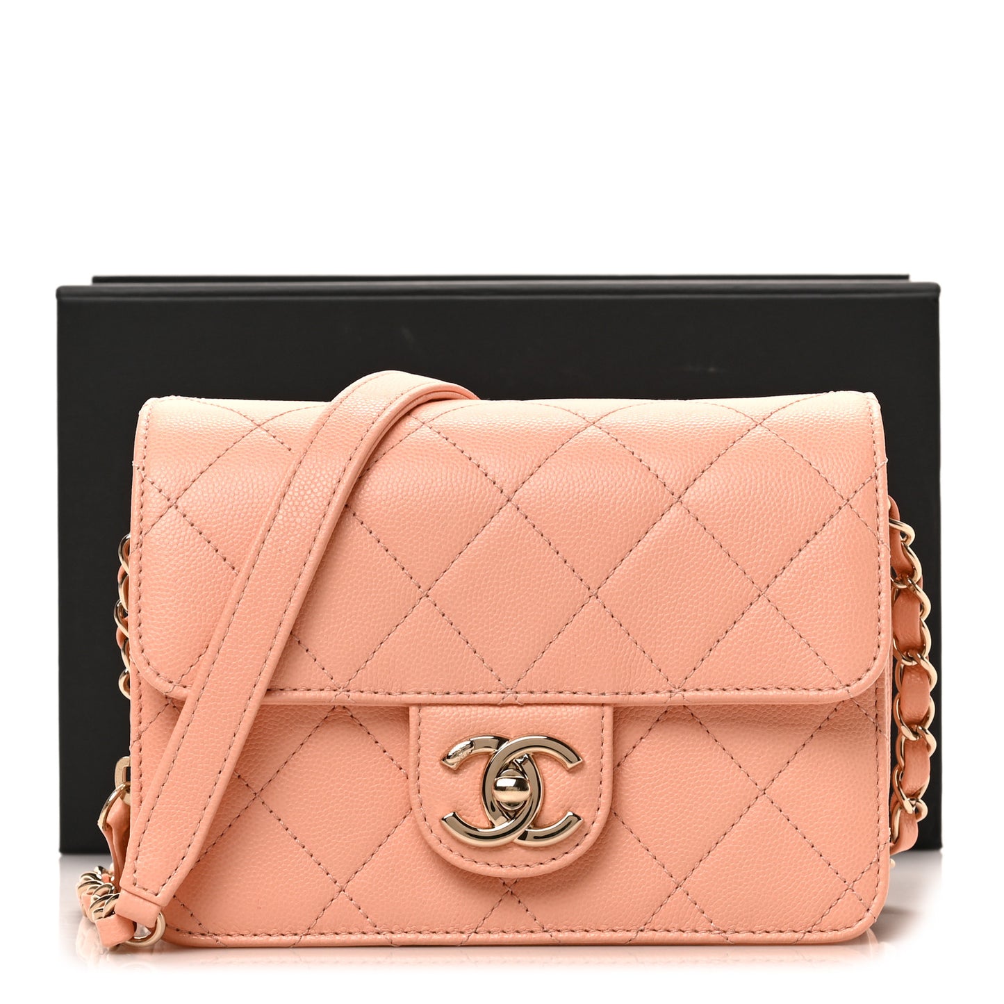 Caviar Quilted Like A Wallet Flap Coral