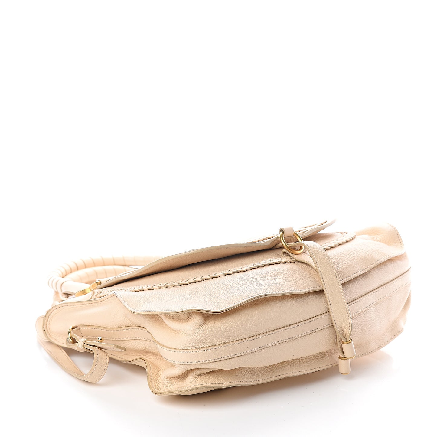 Calfskin Braided Medium Marcie Satchel Nude Pink