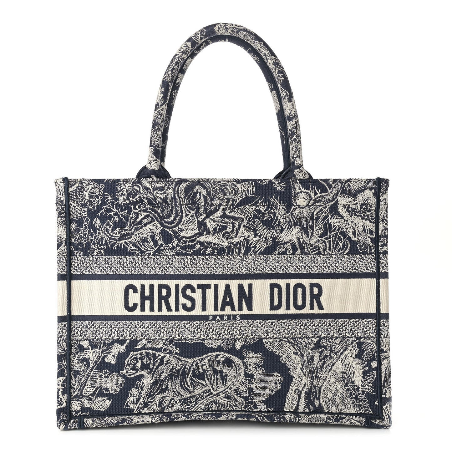 Canvas Embroidered Medium Dioriviera Toile De Jouy Book Tote Blue