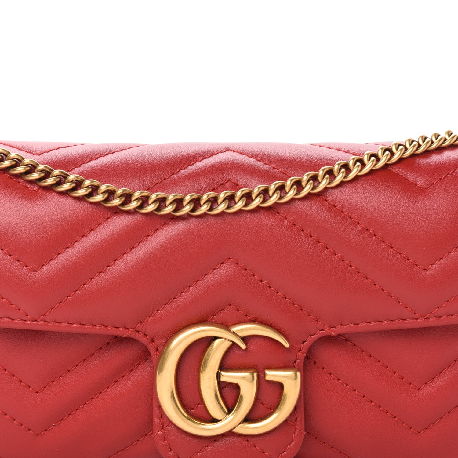 Gucci Calfskin Matelasse Super Mini GG Marmont Shoulder Bag Hibiscus Red 10 of 11