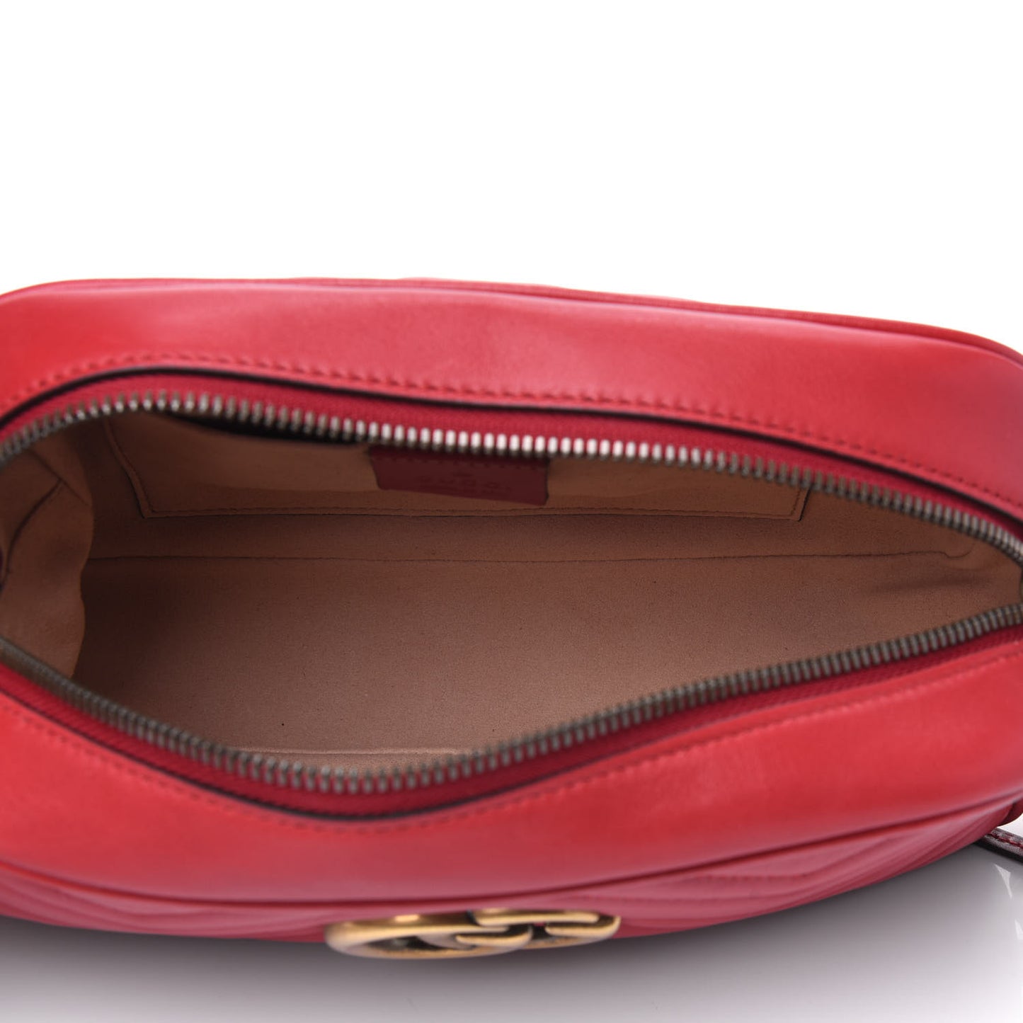 Calfskin Matelasse Small GG Marmont Chain Shoulder Bag Hibiscus Red