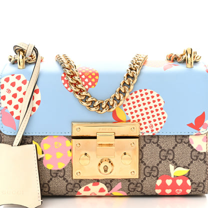 Gucci GG Supreme Monogram Les Pommes Small Padlock Shoulder Bag Beige Ebony Multicolor Abstract Blue 9 of 11