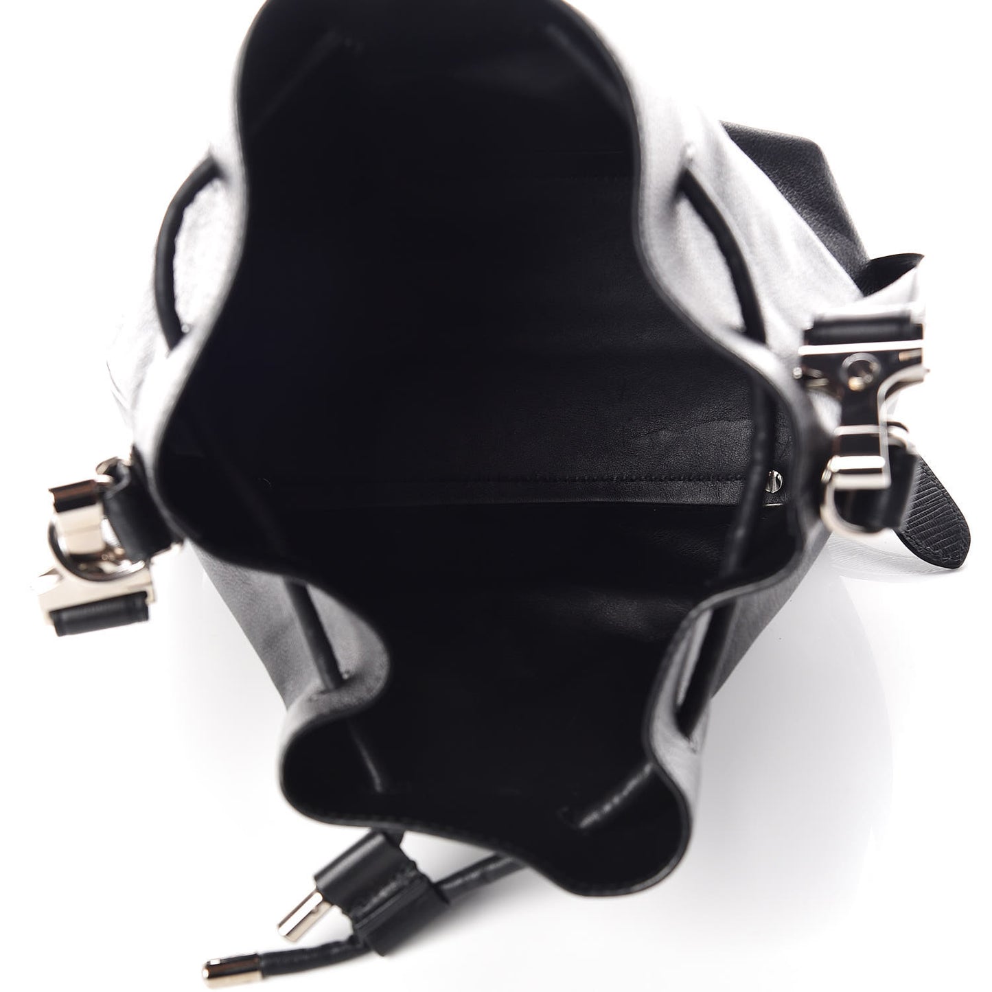 Calfskin Buffalo Medium Bucket Bag Black