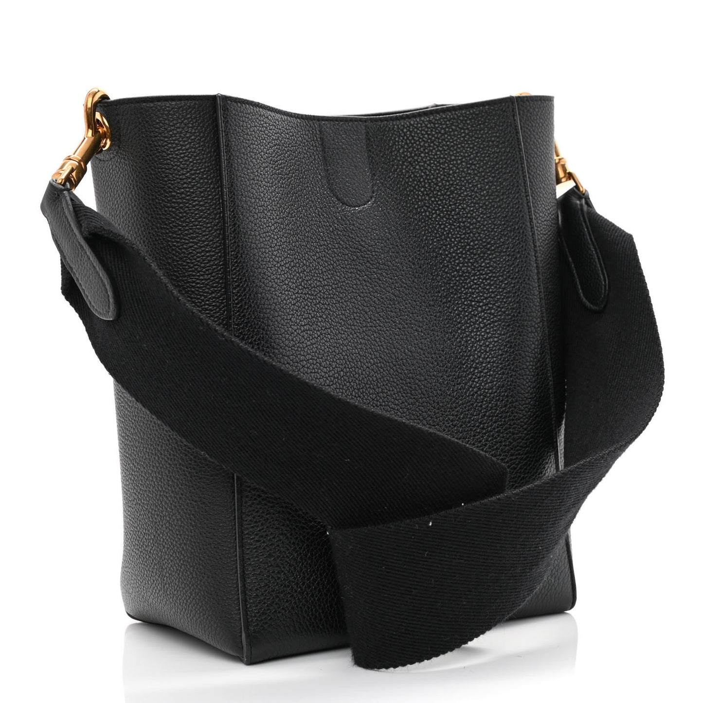 Soft Grained Calfskin Small Sangle Bucket Bag Black