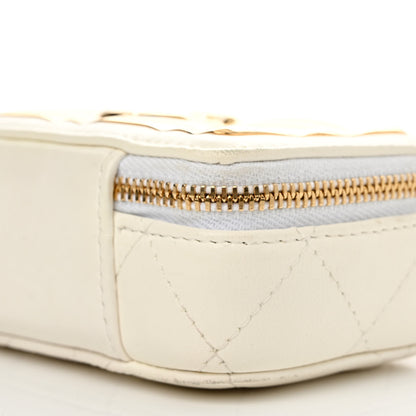 Chanel Lambskin Quilted Mini Golden Plate Clutch With Chain White 10 of 13