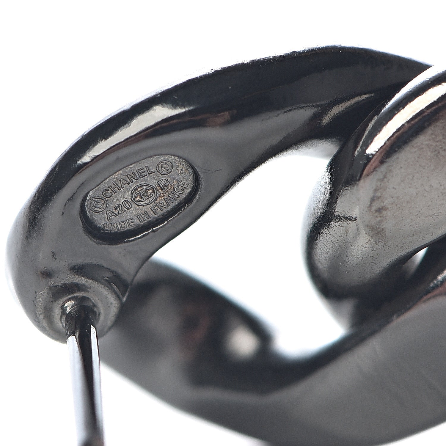 Chanel Metal CC Pick Drop Earrings Ruthenium 4 of 5
