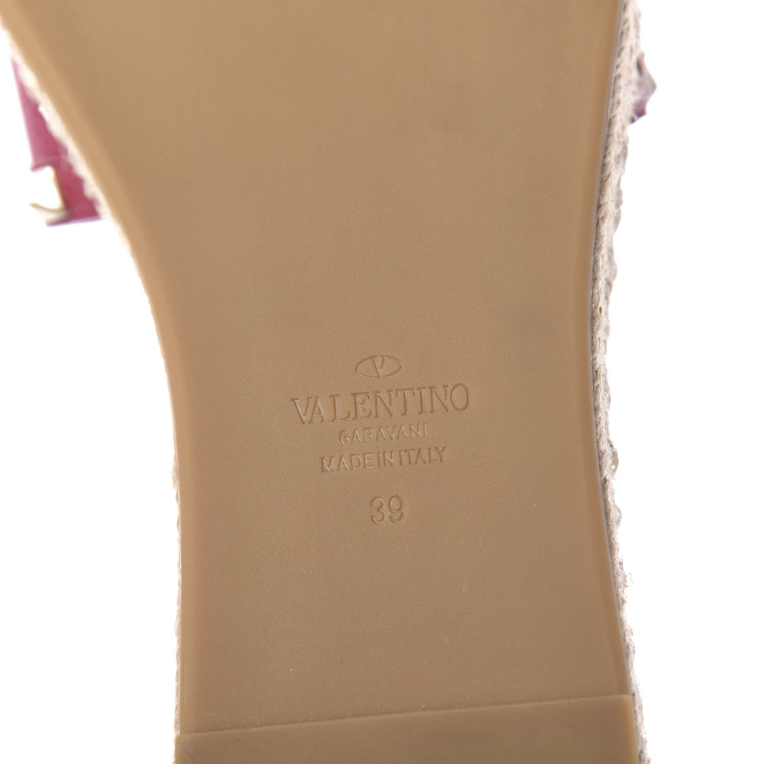 Valentino Garavani Grained Calfskin Rockstud Espadrille Flat Slide Sandals 39 Red 8 of 8