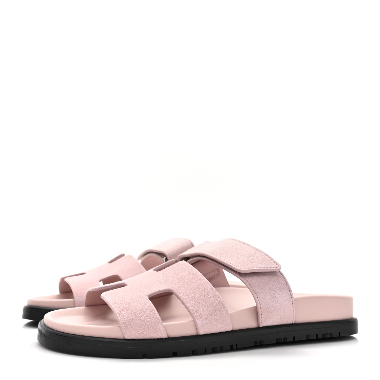 Hermes Suede Goatskin Womens Chypre Sandals 36 Rose Porcelaine 3 of 9