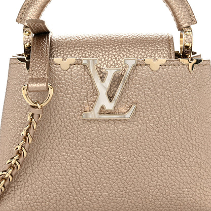Louis Vuitton Metallic Taurillon Embellished Flower Crown Mini Capucines Gold 7 of 9