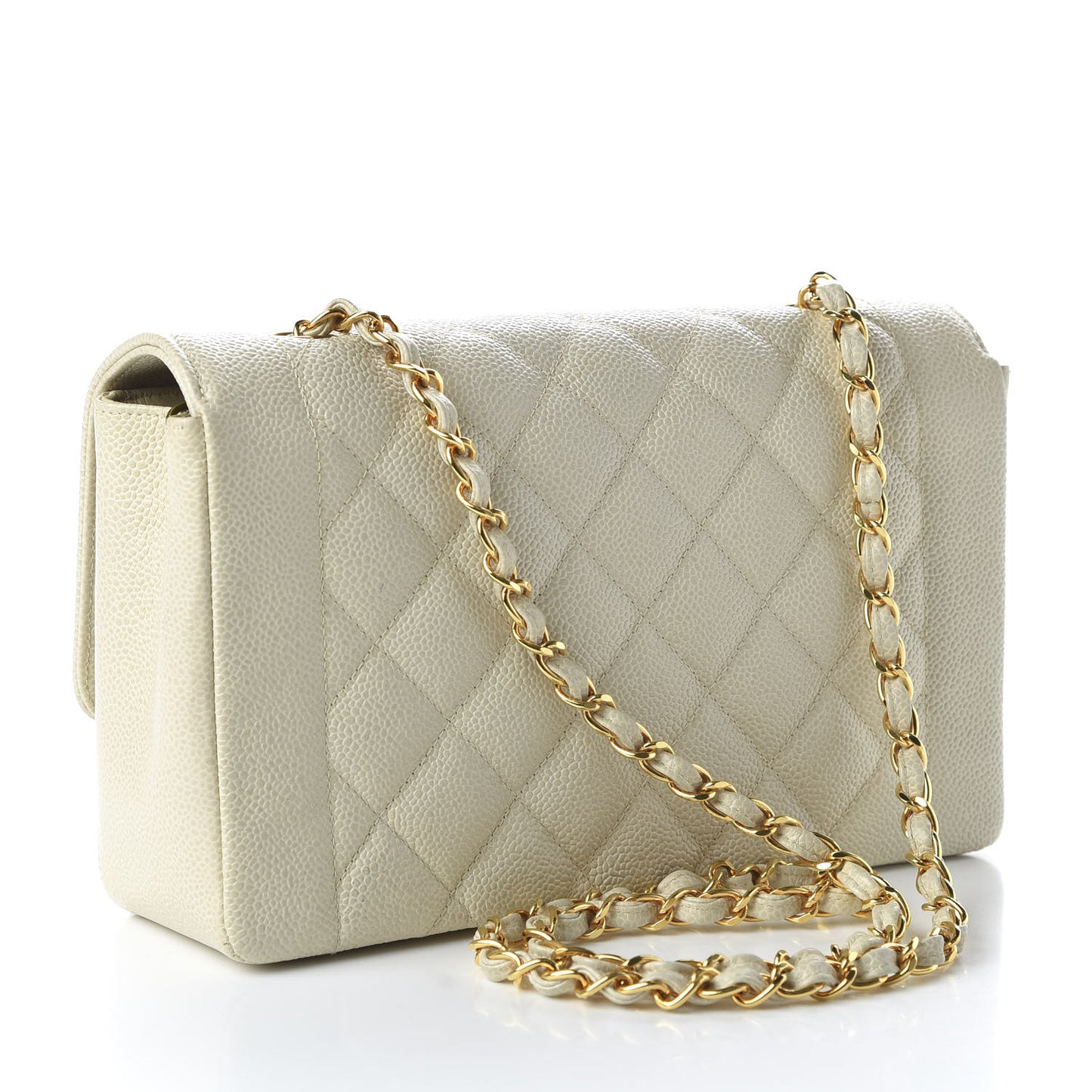Caviar Quilted Medium Single Flap White