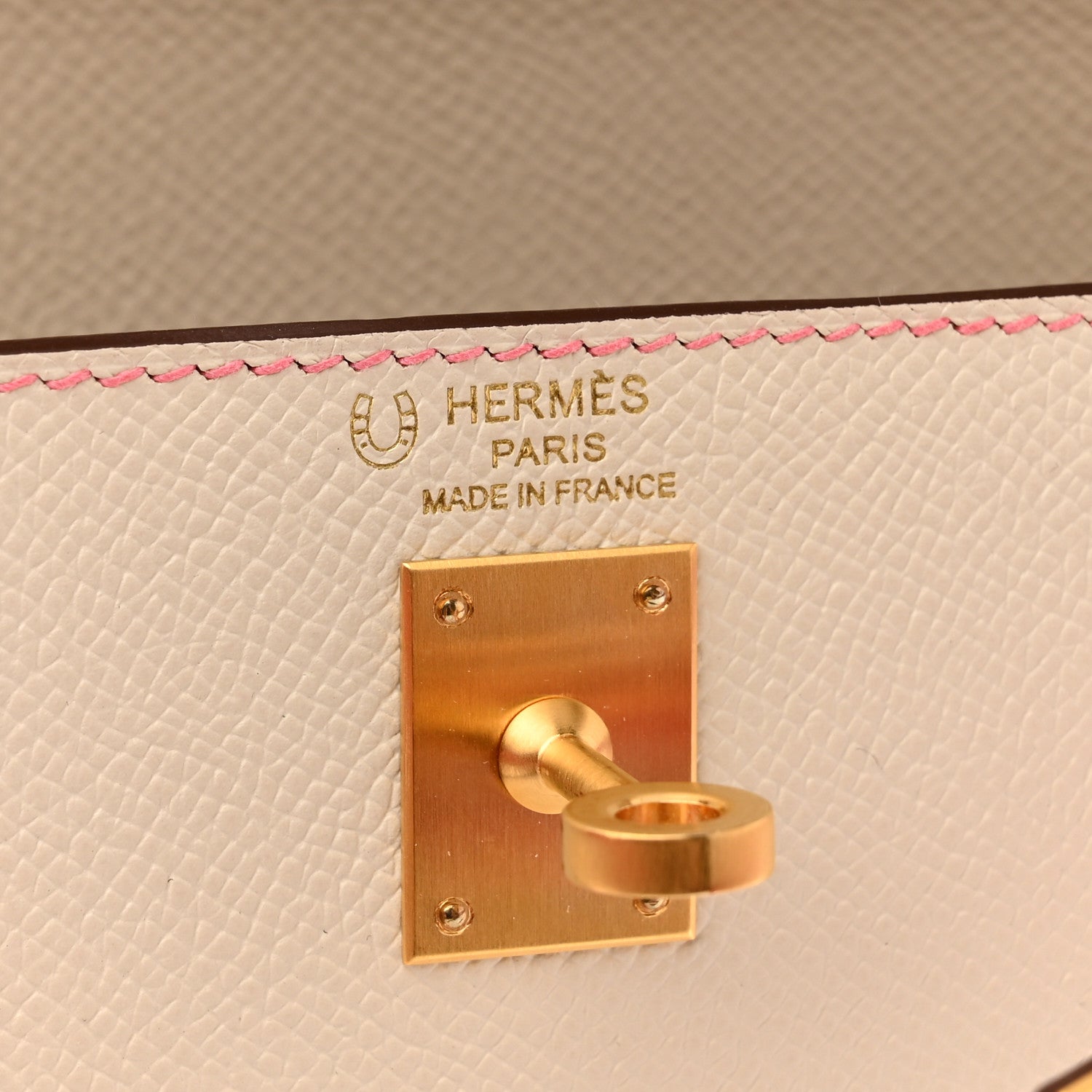 Hermes Epsom Bi-Color Horseshoe Kelly Sellier 25 Craie Rose Azalee 5 of 10