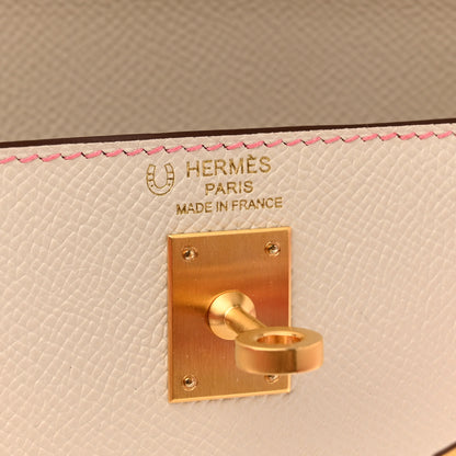 Hermes Epsom Bi-Color Horseshoe Kelly Sellier 25 Craie Rose Azalee 5 of 10