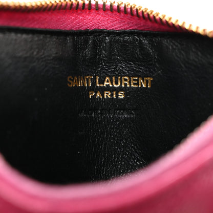 Saint Laurent Grain De Poudre Matelasse Chevron Monogram Fragments Zippered Card Case Fresh Fuxia 6 of 8