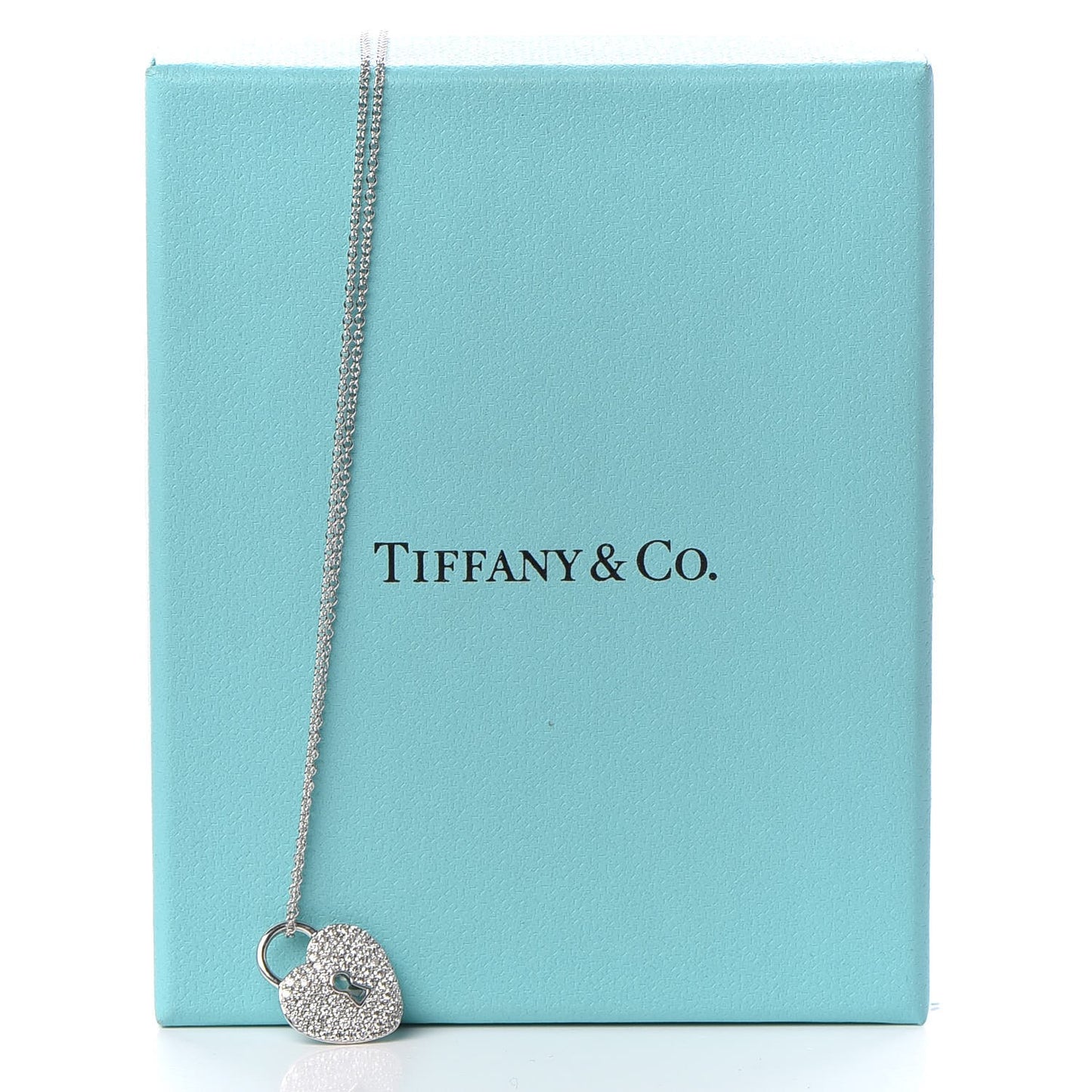 Platinum Diamond Small Heart Lock Pendant Necklace