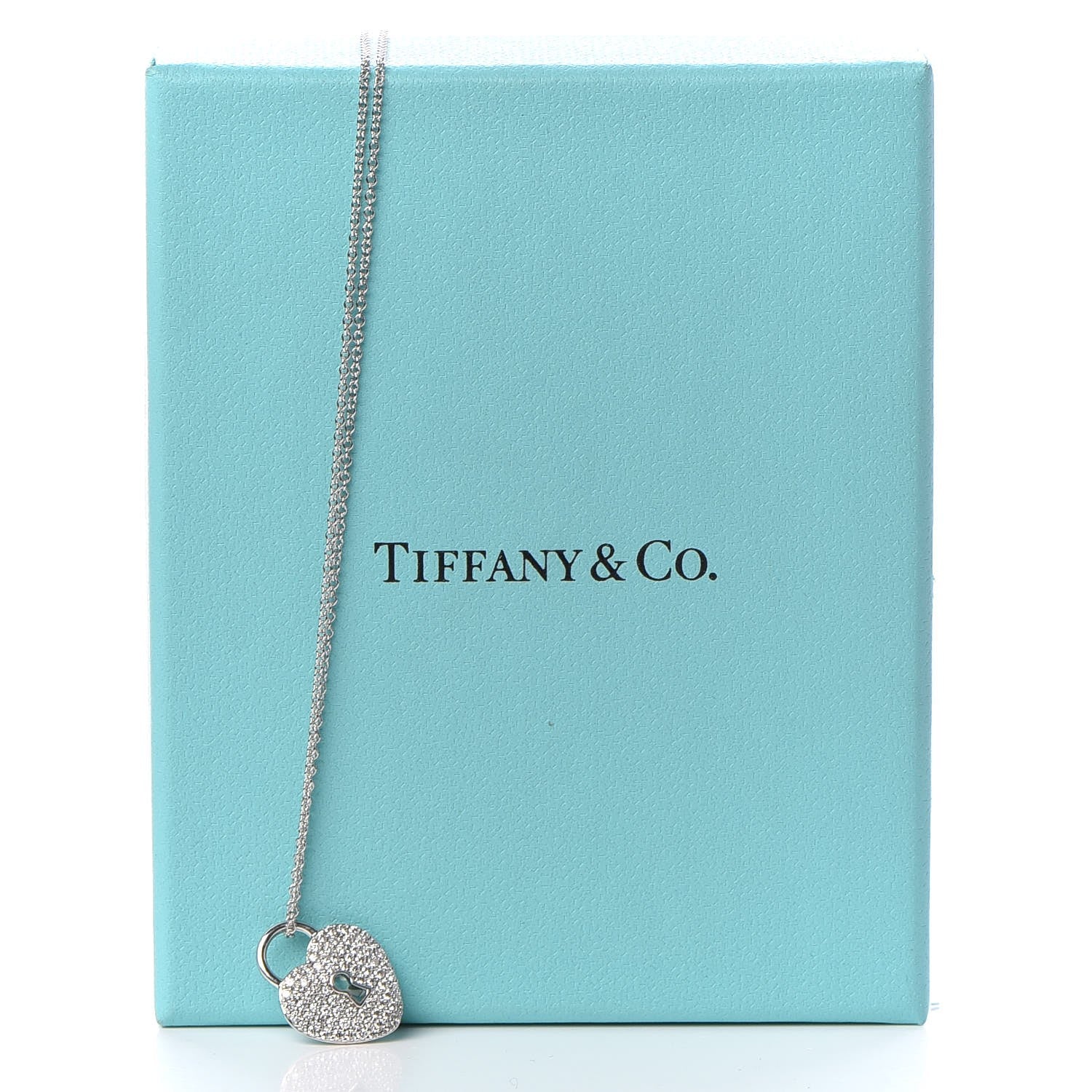 Tiffany Platinum Diamond Small Heart Lock Pendant Necklace 6 of 6
