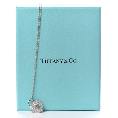 Tiffany Platinum Diamond Small Heart Lock Pendant Necklace 6 of 6